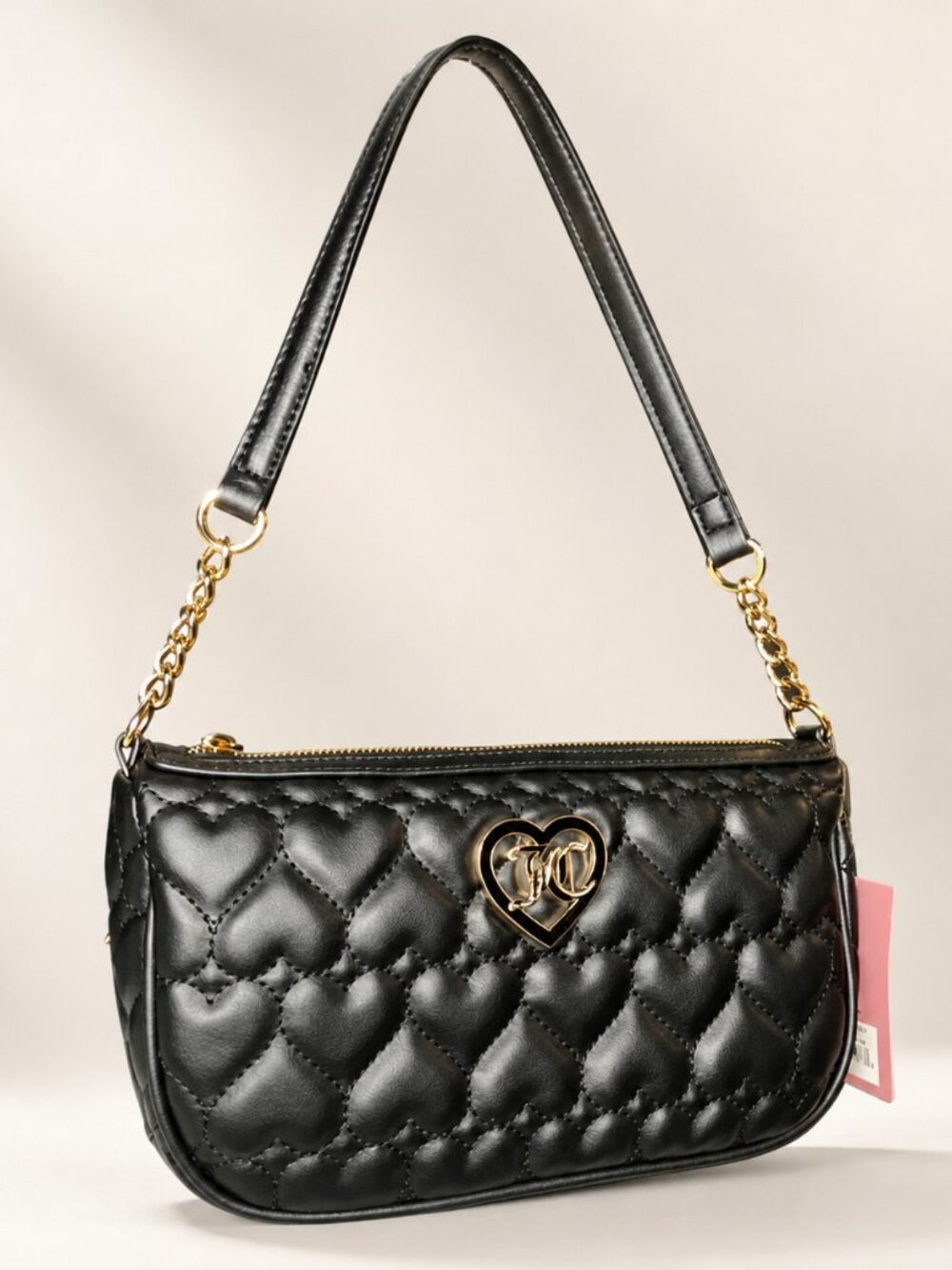 Juicy Couture Black Liquorice Flawless Heart Quilted Shoulder Bag NWT